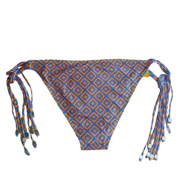 KORAL Bikini Bottoms Boho Mosaic Adjustable Multi Beaded Hip Tie Fringe Medium - Picture 3 of 4